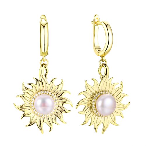Серьги из серебра с позолотой Sun