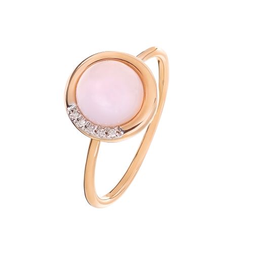 Кольцо из золота с розовым опалом и бриллиантами