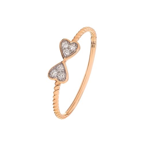 Кольцо из золота "Два сердца" с бриллиантами