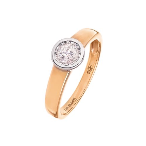 Кольцо с бриллиантом в розовом золоте
