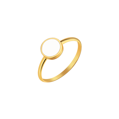 Кольцо О с белой эмалью в лимонной позолоте