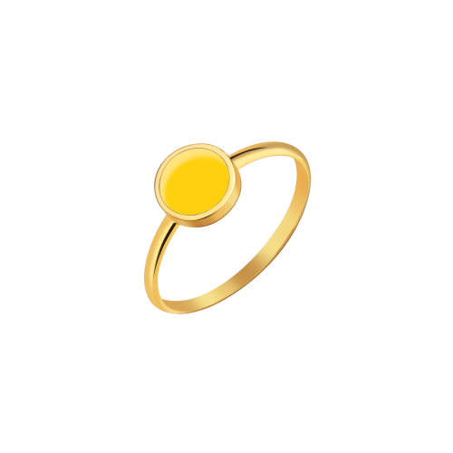 Кольцо О с желтой эмалью в лимонной позолоте