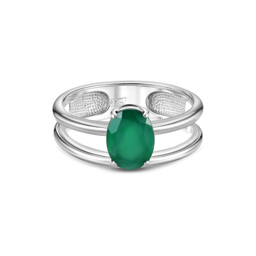 Кольцо из серебра с зелёным агатом