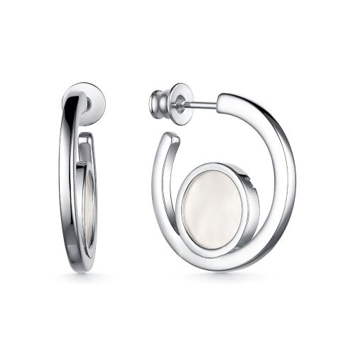 Серьги-пусеты из серебра с белым перламутром