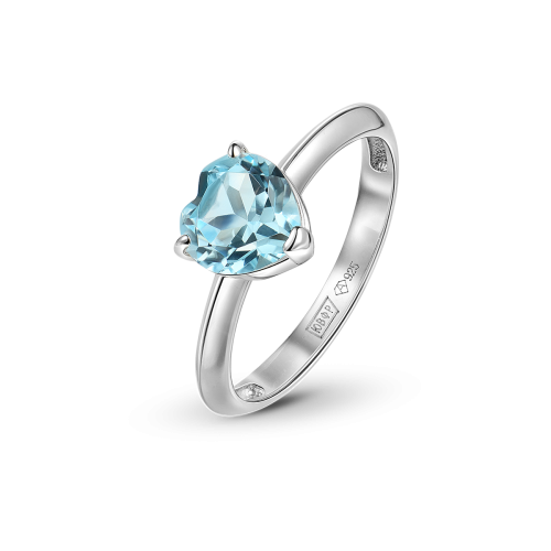 Кольцо из серебра с топазом Sky Blue в форме сердца