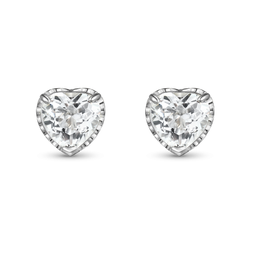 Серьги из серебра с горным хрусталем в форме сердца