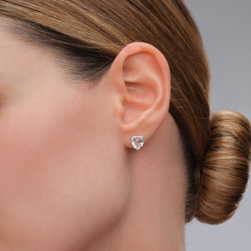 Серьги из серебра с горным хрусталем в форме сердца