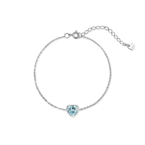 Браслет из серебра с топазом Sky Blue в форме сердца