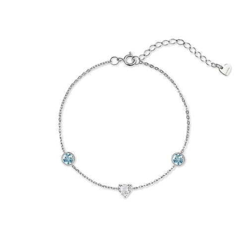 Браслет из серебра с топазом Sky Blue и фианитом