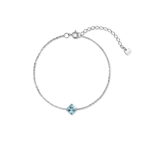 Браслет из серебра с топазом Sky Blue квадрат