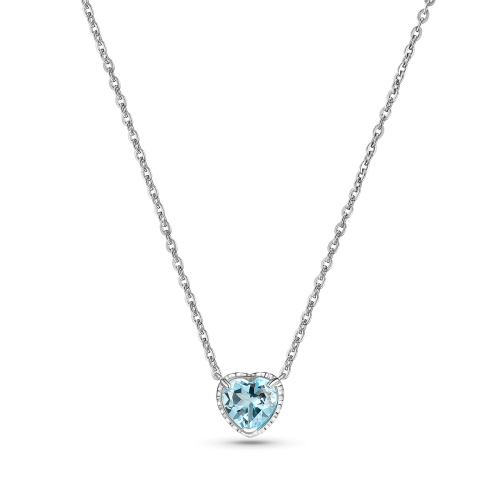 Колье из серебра с топазом Sky Blue в форме сердца