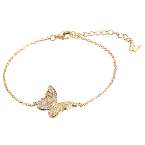 Браслет-цепочка из серебра с позолотой Butterflies