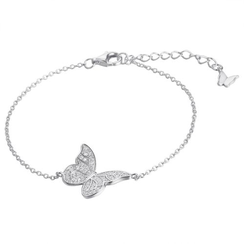 Браслет-цепочка из серебра с фианитом Butterflies