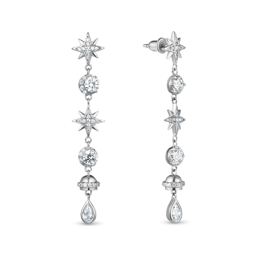 Серьги из серебра с фианитом Stars