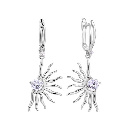 Серьги из серебра с фианитом Sun