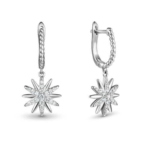 Серьги из серебра с фианитом Stars