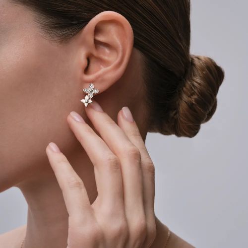 Серьги из серебра с фианитом Lace