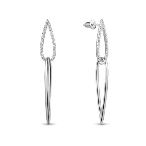 Серьги из серебра с фианитом Geometry