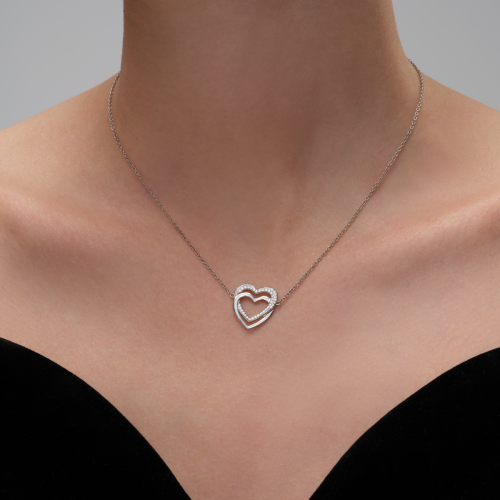 Колье из серебра с фианитом Heart