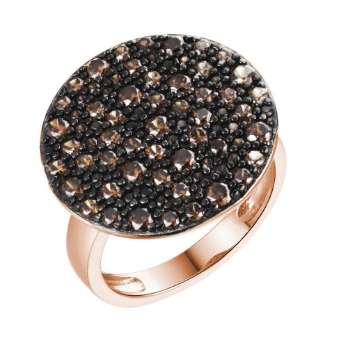 Кольцо из серебра с фианитом Brown