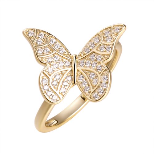 Кольцо из серебра с позолотой Butterflies