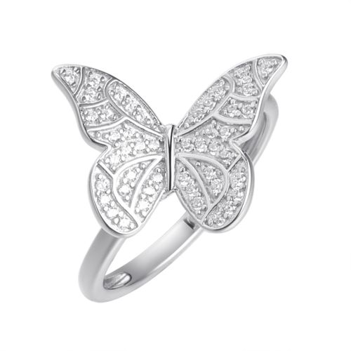 Кольцо из серебра с фианитом Butterflies