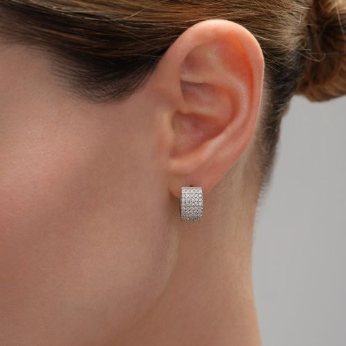 Серьги-кольца из серебра с фианитом Spark Line