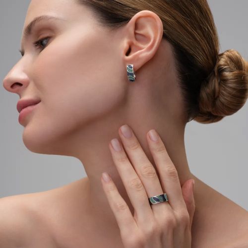 Серьги из серебра с фианитом Rio