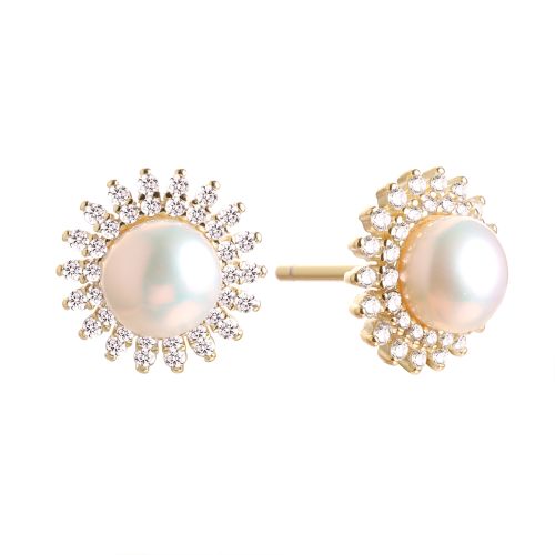Серьги-пусеты из серебра с позолотой Pearl Design