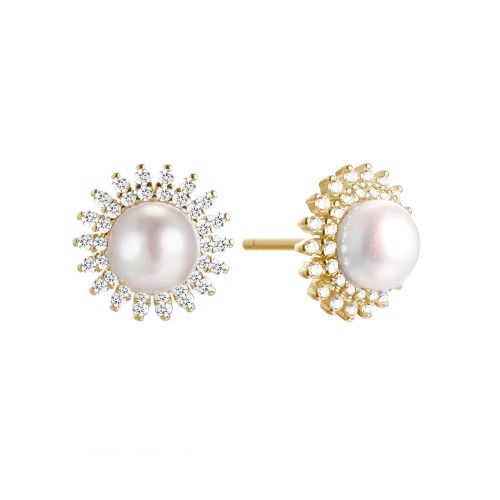 Серьги-пусеты из серебра с позолотой Pearl Design