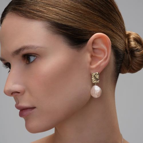 Серьги из серебра с позолотой Baroque Pearl