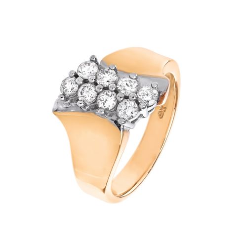 Кольцо с бриллиантами в желтом золоте
