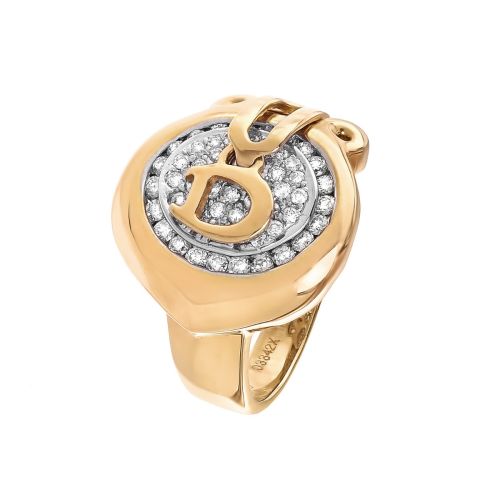 Кольцо из желтого золота с бриллиантами и буквой