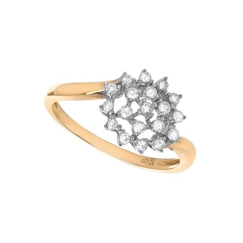 Кольцо из желтого золота с бриллиантами в форме цветка