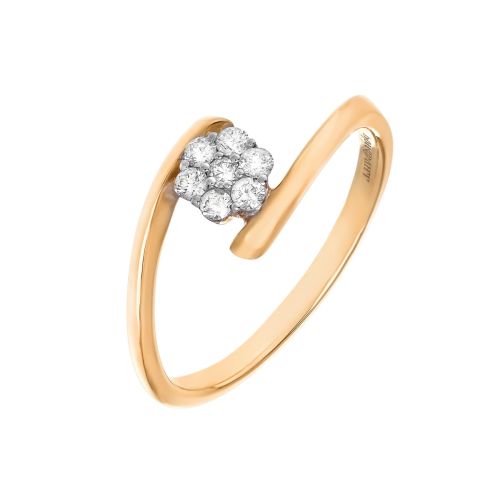 Кольцо с цветком из желтого золота с бриллиантами