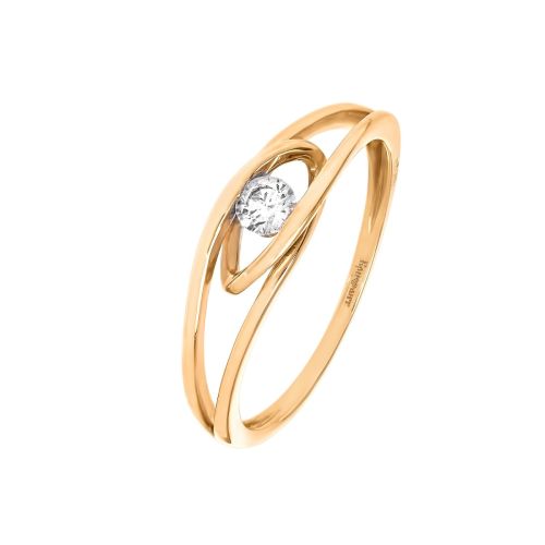 Кольцо утонченное из желтого золота с бриллиантом