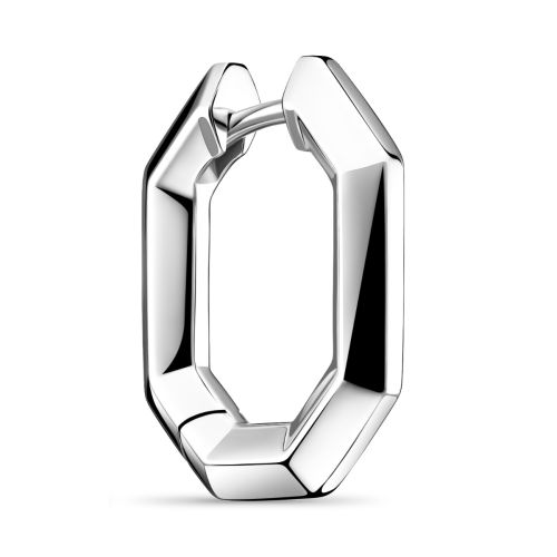 Серьга-кольцо из серебра с гранями Square gran
