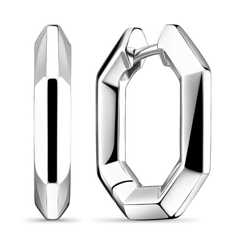 Серьги-кольца Square gran из серебра с гранями