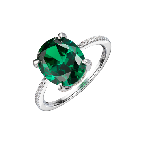 Кольцо-перстень из серебра Embrasse Emerald