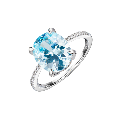 Кольцо-перстень из серебра Embrasse Light Blue