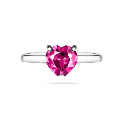 Кольцо из серебра Сердце с розовым топазом