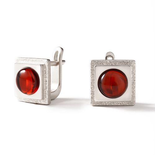Серьги из серебра с янтарем