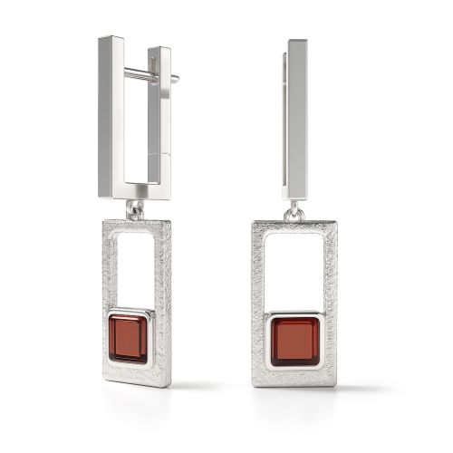 Серьги на английском замке из серебра с янтарем