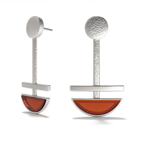 Серьги-пусеты из серебра с янтарем