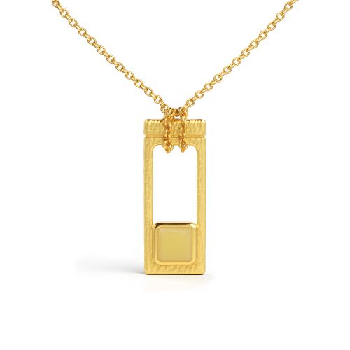 Колье позолоченное из серебра с молочным янтарем