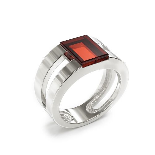 Кольцо широкое из серебра с янтарем